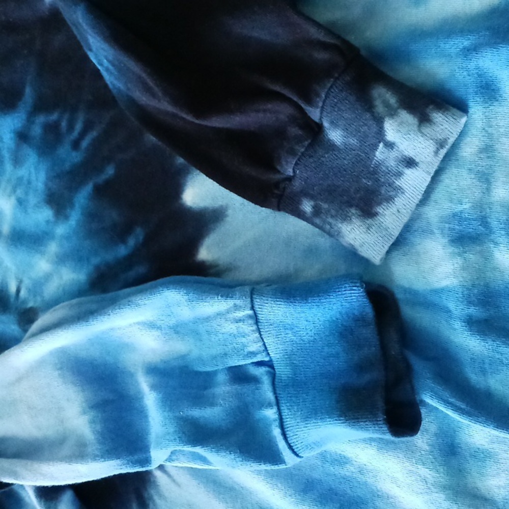Gildan Tie Dye Long Sleeve T-Shirt Blue Size S - Picture 5 of 14
